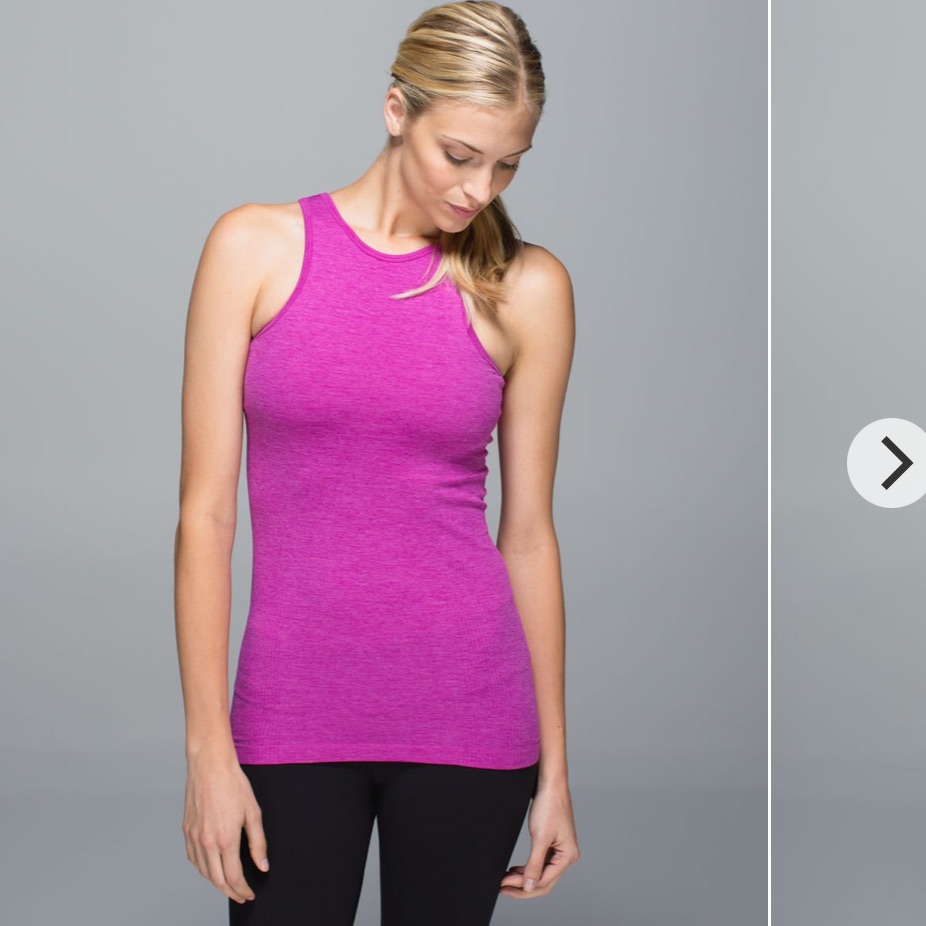 Lululemon- Sz 10- Magenta- Seamlessly Covered Tank Top- W/ Shelf Bra- Hip Length